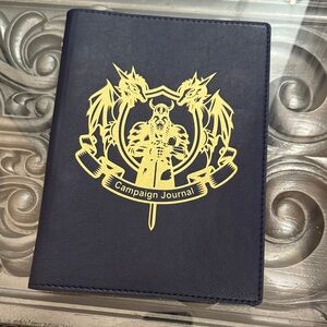 DnD Campaign Journal with Gold Dragon Emblem